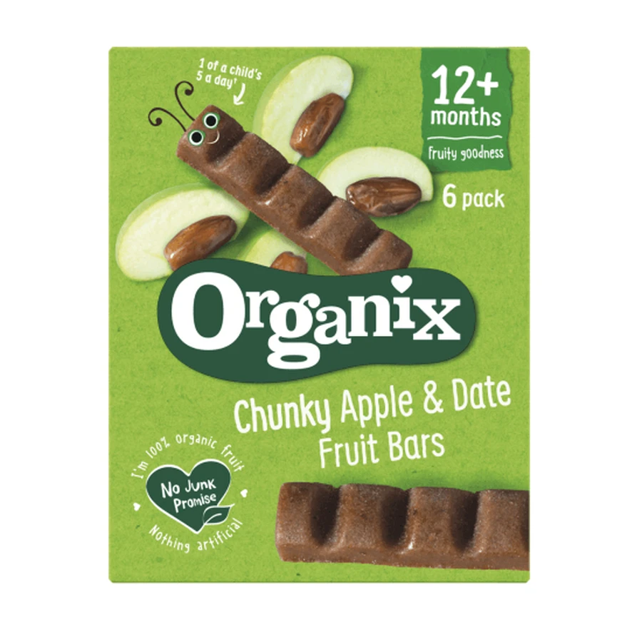 Батончик Organix Chunky Apple & Date Fruit Bars, органічний, для дітей з 12 місяців, 6 шт. по 17 г: ціни та характеристики