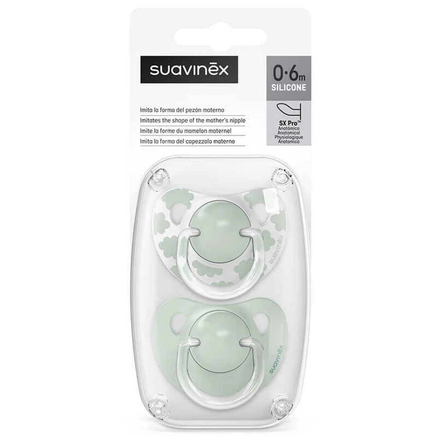 Suavinex Dreams, анатомический манекен, силикон, зеленый, 0-6 месяцев, 2 штуки: цены и характеристики