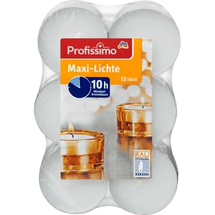 Свічки Profissimo Pastil maxi, час горіння 10 годин, 12 шт.
