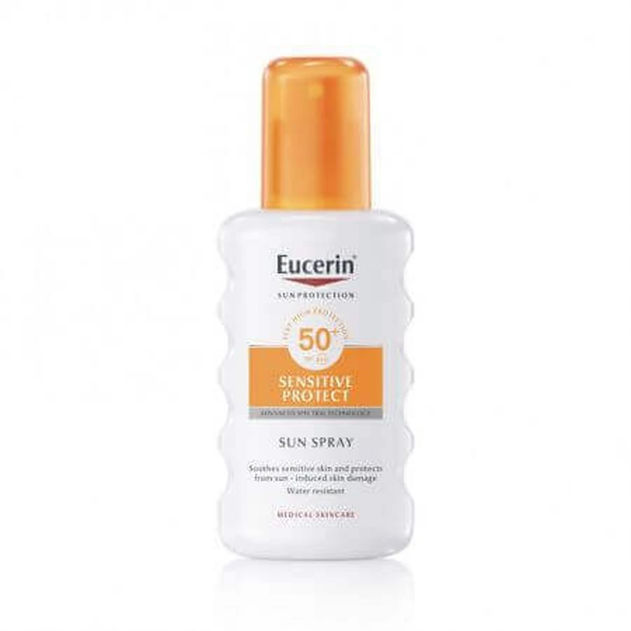 Eucerin Sensitive Солнцезащитный спрей SPF50+, 200 мл: цены и характеристики