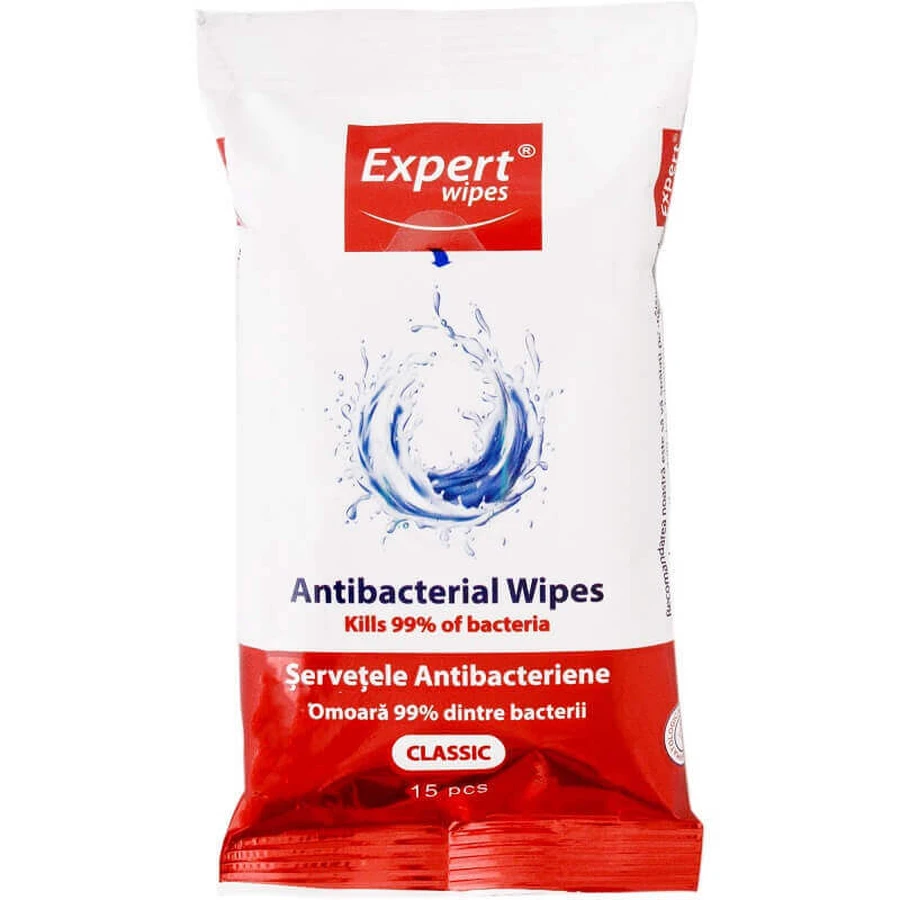 Классические антибактериальные салфетки, 15 штук, Expert Wipes: цены и характеристики