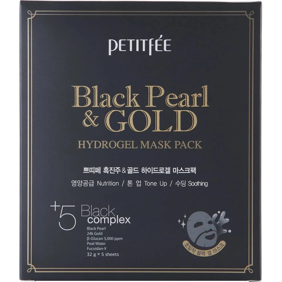 Petitfee & Koelf Black Pearl & Gold Hydrogel Mask Pack 32 g * 5 листов 1×32 g * 5 листов: цены и характеристики