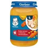 Овощной микс-пюре Gerber с телятиной и макаронами для детей от 8 месяцев, 190 г