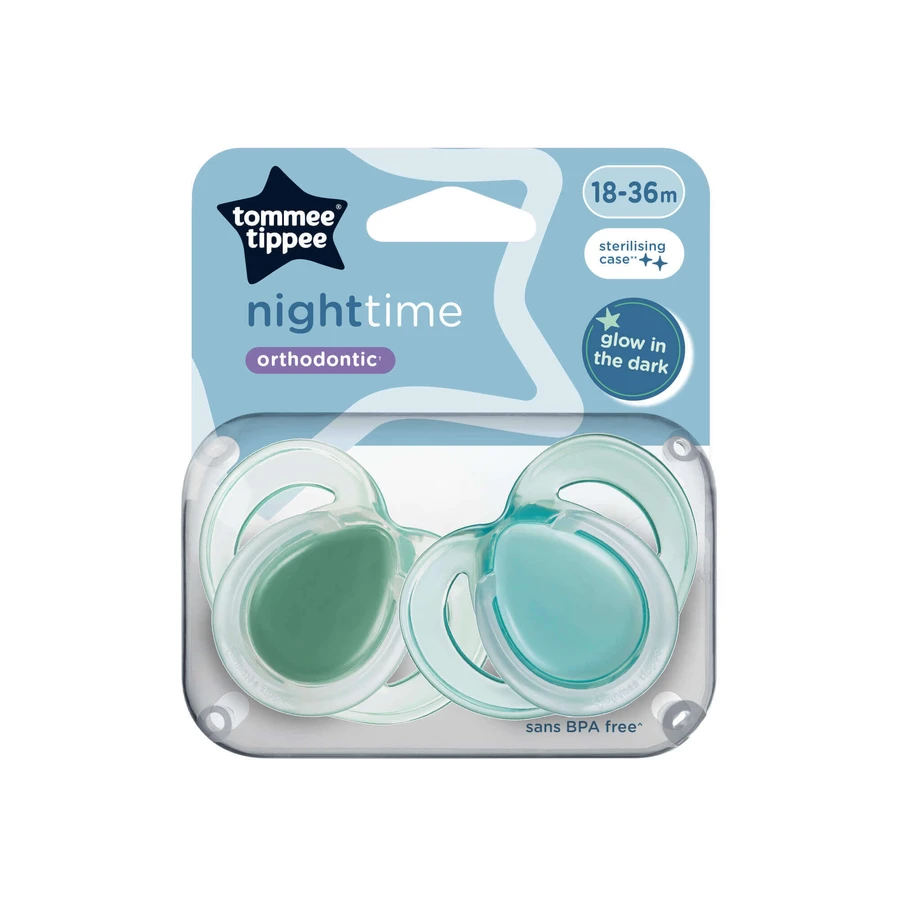 Нічні ортодонтичні пустушки, 18-36 місяців, 2 штуки, зелені, Tommee Tippee: ціни та характеристики