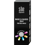 S-he color&style Гель для нігтів База та блиск 2 в 1, 7 мл