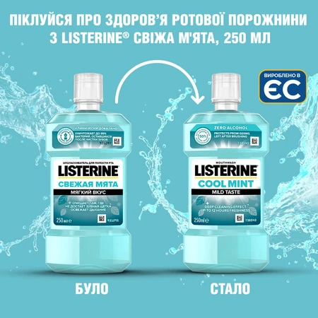 Ополаскиватель для ротовой полости Listerine Свежая мята 250 мл: цены и характеристики