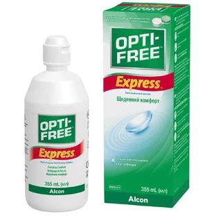 Багатоцільовий розчин Opti-Free Express для контактних лінз, флакон, 355 мл, з контейнером для зберігання лінз