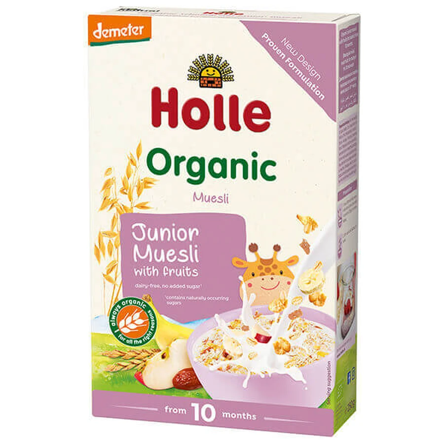Суха безмолочна каша Holle Organic Junior Muesli Мультизлакова з фруктами, органічна, для дітей з 10 місяців, 250 г: ціни та характеристики