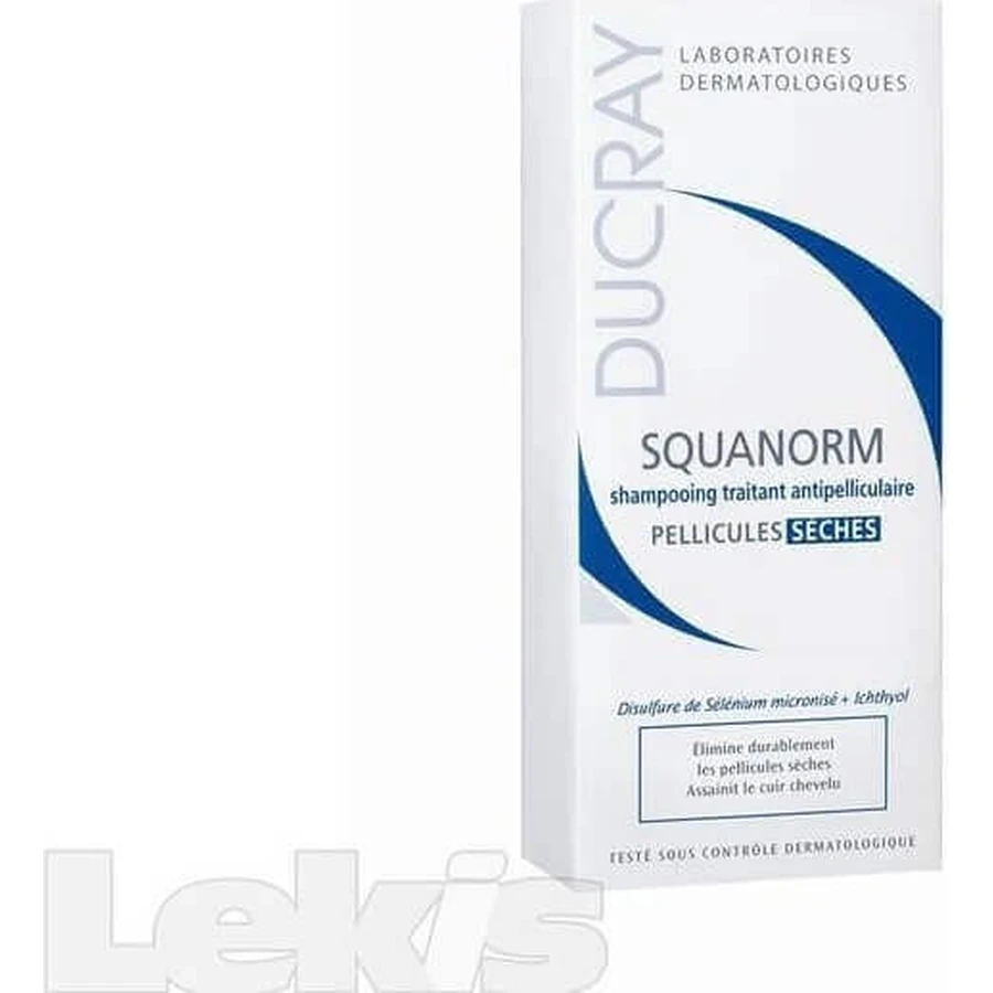 DUCRAY SQUANORM - PELLICULES SÉCHES 1×200 мл, ампулы против сухой перхоти: цены и характеристики