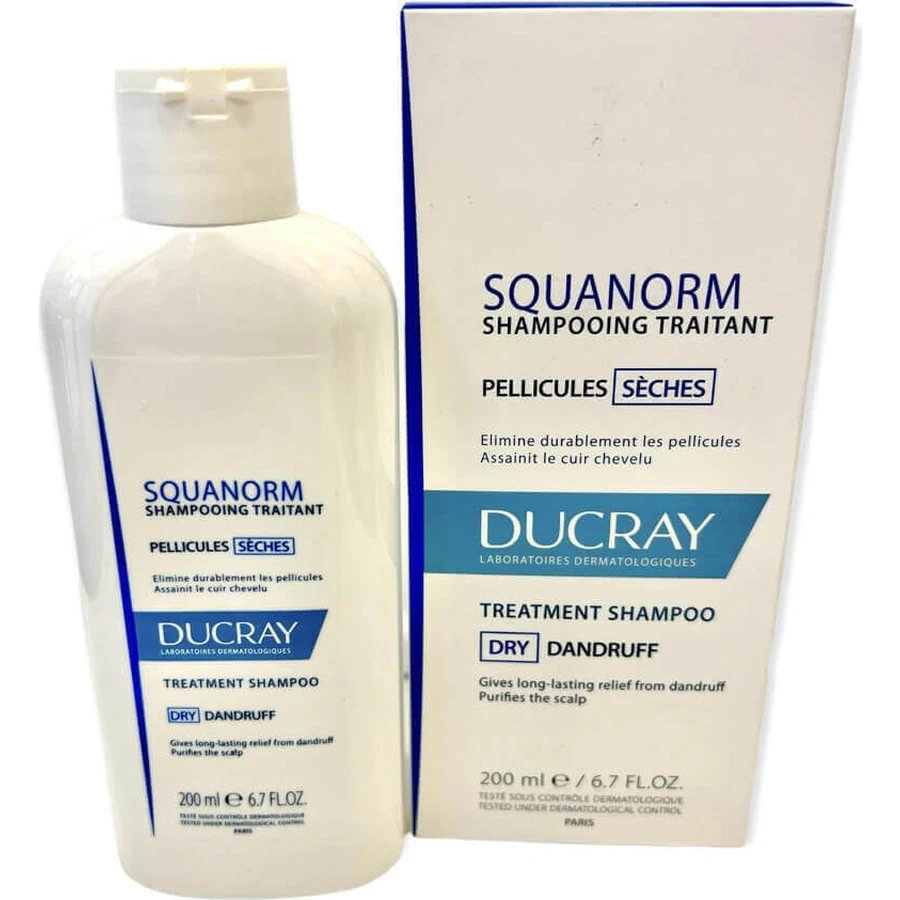 DUCRAY SQUANORM - PELLICULES SÉCHES 1×200 мл, ампулы против сухой перхоти: цены и характеристики