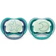 Philips Avent Ultra Air Фосфоресцирующие пустышки Ultra Air, 6-18 месяцев, 2 штуки, зеленый и синий, SCF376/13, Philips