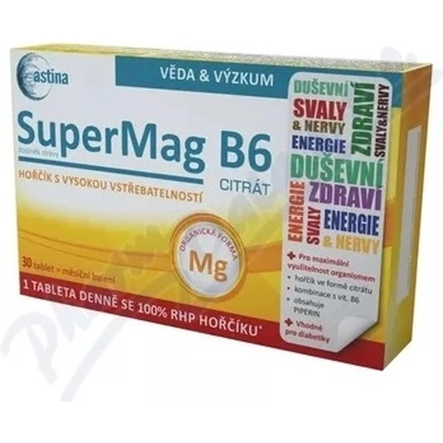 Astina SuperMag B6 CITRATE 1×30 tbl, харчова добавка: ціни та характеристики