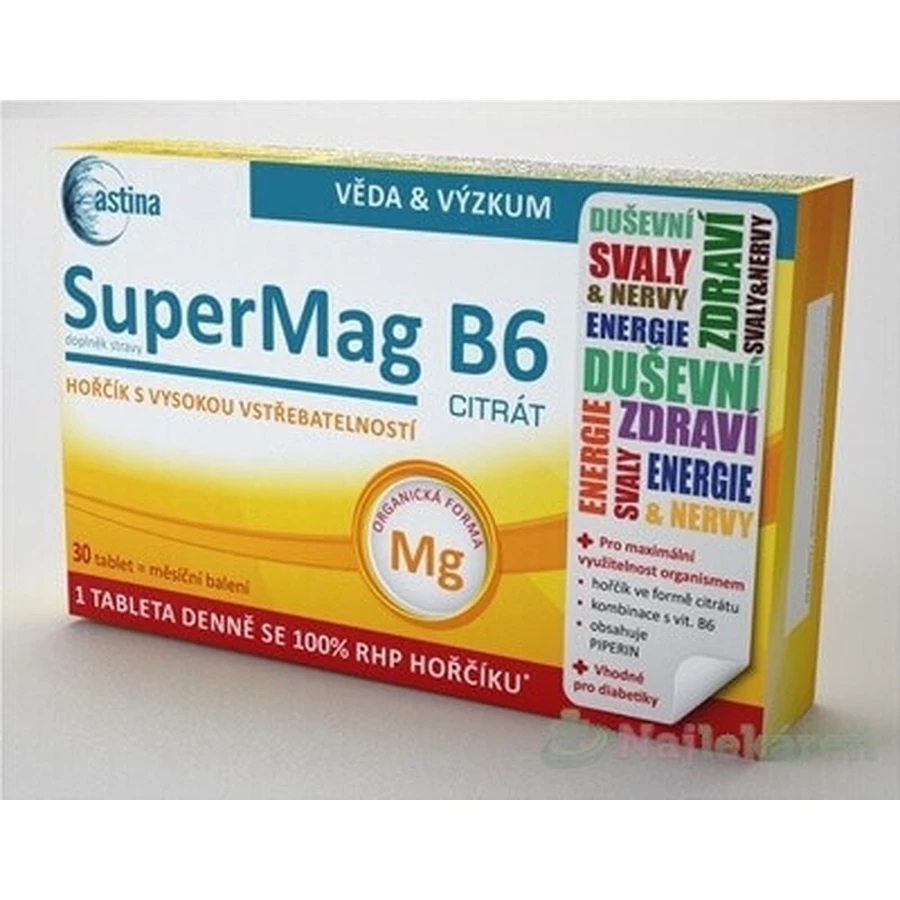 Astina SuperMag B6 CITRATE 1×30 tbl, харчова добавка: ціни та характеристики