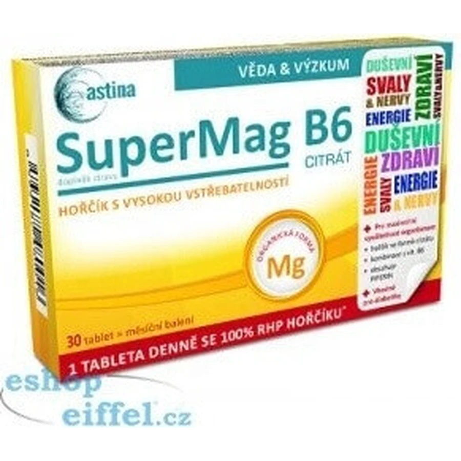 Astina SuperMag B6 CITRATE 1×30 tbl, харчова добавка: ціни та характеристики