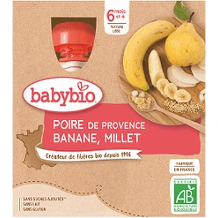 Babybio doypack груша с бананом и просом 4 x 90 г