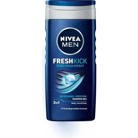 NIVEA Men Гель для душа Cool Kick 250 мл 1×250 мл, охлаждающий эффект: цены и характеристики