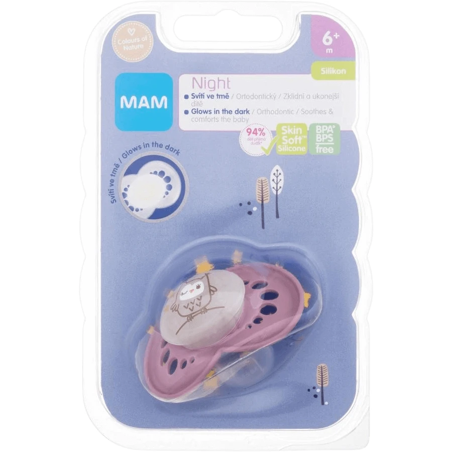 Пустушка MAM NIGHT 6m+, фіолетова: ціни та характеристики