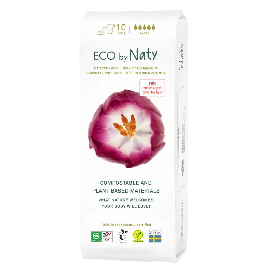 Eco by Naty, экологичные послеродовые прокладки, компостируемые, экстра, 10 шт.: цены и характеристики