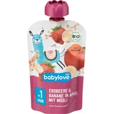 Пюре Babylove Bio Erdbeere & Banane in Apfel mit Musli, с 1 года, 100 г