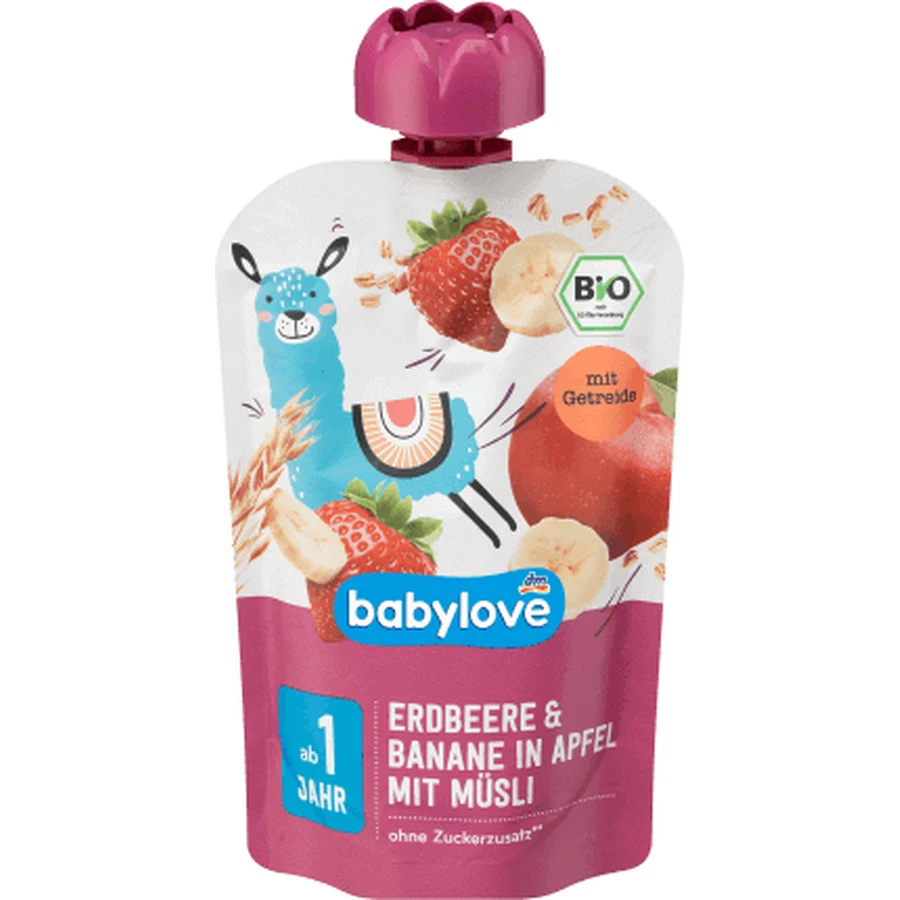 Пюре Babylove Bio Erdbeere & Banane in Apfel mit Musli, с 1 года, 100 г: цены и характеристики