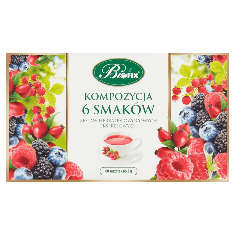 Bi Fix, Композиція з 6 смаків, фруктовий чай, 60 пакетиків: ціни та характеристики