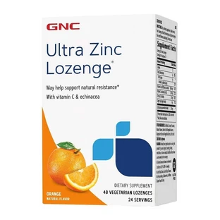 Льодяникові таблетки Ultra Zinc, цинк з натуральним апельсиновим смаком (105123), 48 таблеток, GNC
