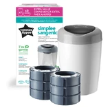 Корзина для подгузников + 6 наполнителей Sangenic Simplee Simplee Recyclable, белый и серый, Tommee Tippee
