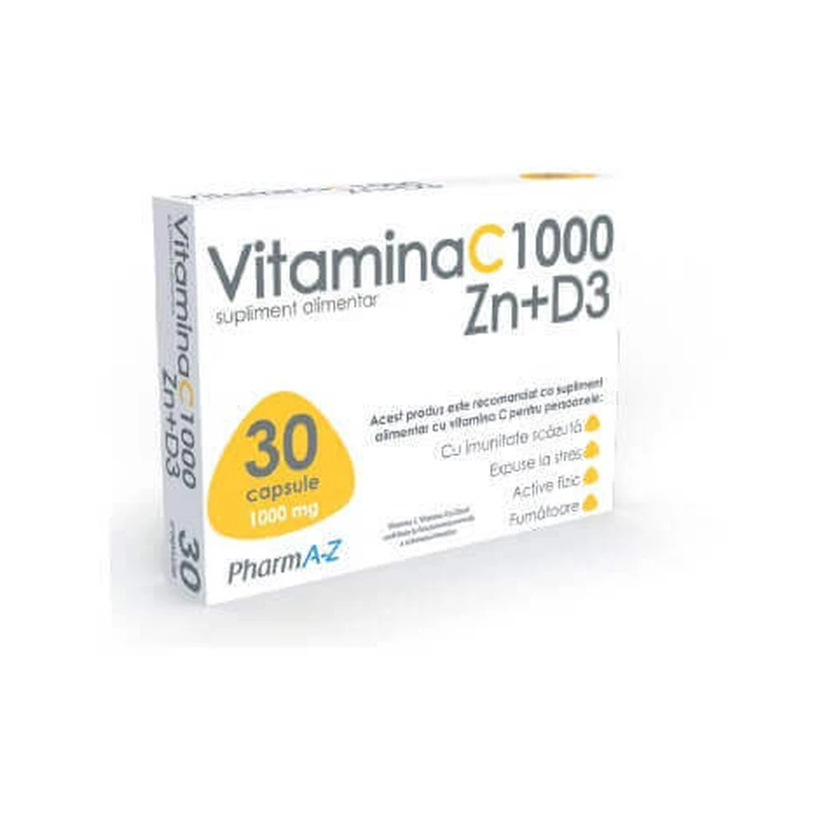 Вітамін С 1OOO Zn+D3, 30 капсул, PharmA-Z: ціни та характеристики