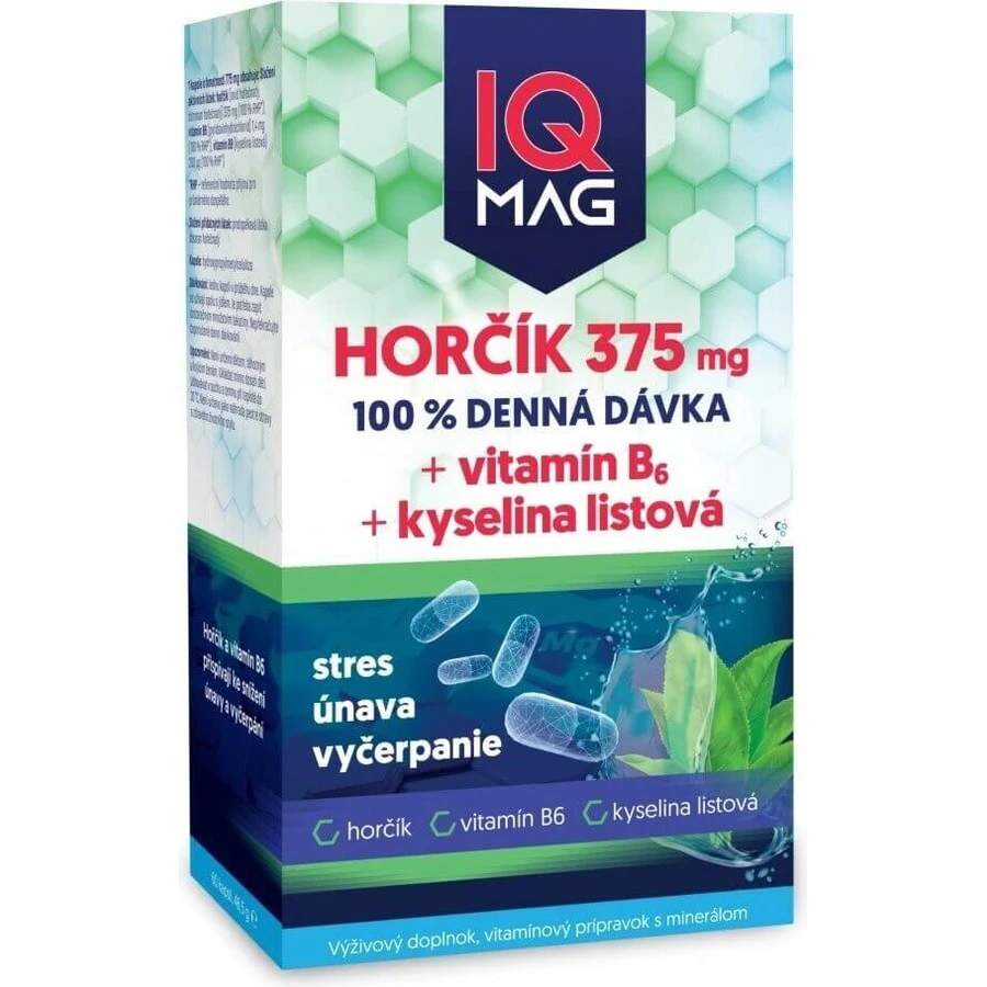 IQ MAG магній 375 мг + В6 + фолієва кислота 1×60 шт, дієтична добавка: ціни та характеристики