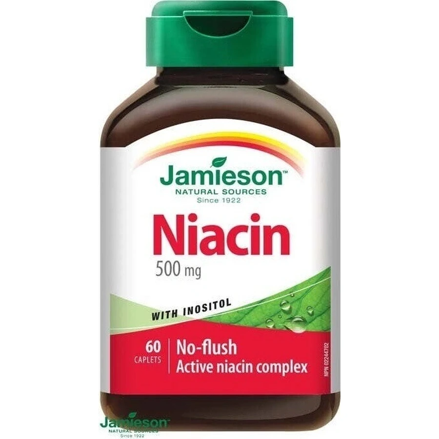 JAMIESON NIACIN 500 mg WITH INOSITOL 1×60 tbl, пищевая добавка: цены и характеристики