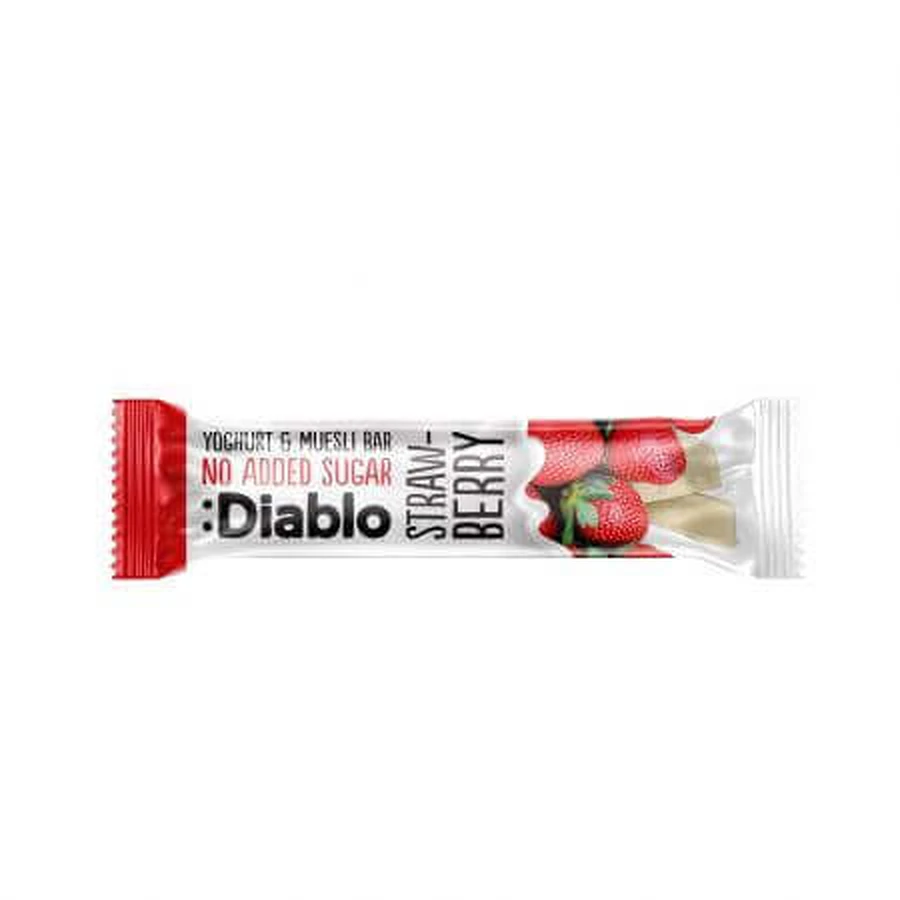 Батончик из злаков и клубники без сахара с йогуртовой глазурью, 30 г, Diablo: цены и характеристики
