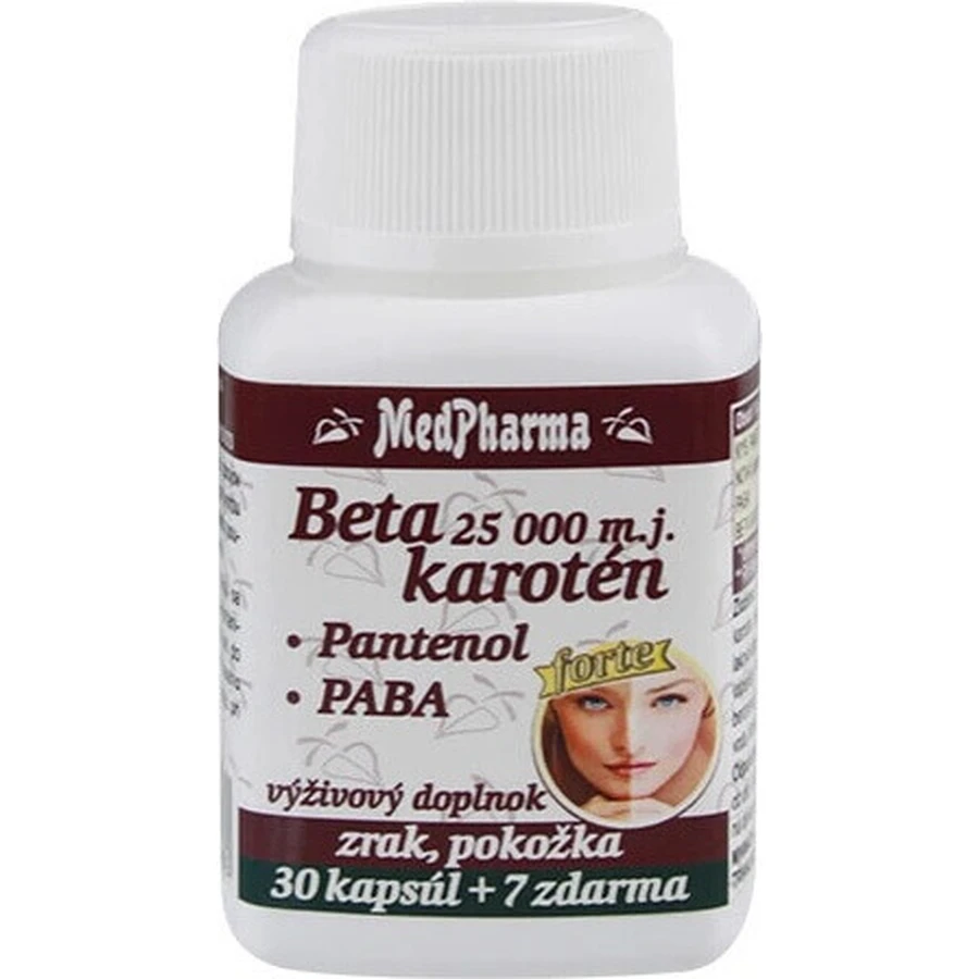 MedPharma БЕТАКАРОТЕН 25.000 м.д.+Пантенол+ПАБА 1×37 капс, пищевая добавка: цены и характеристики