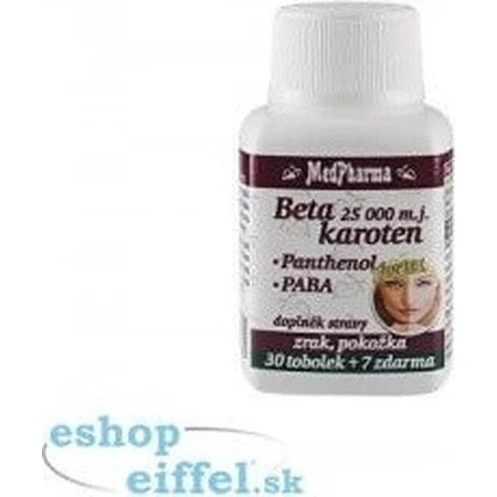 MedPharma БЕТАКАРОТЕН 25.000 м.д.+Пантенол+ПАБА 1×37 капс, пищевая добавка: цены и характеристики