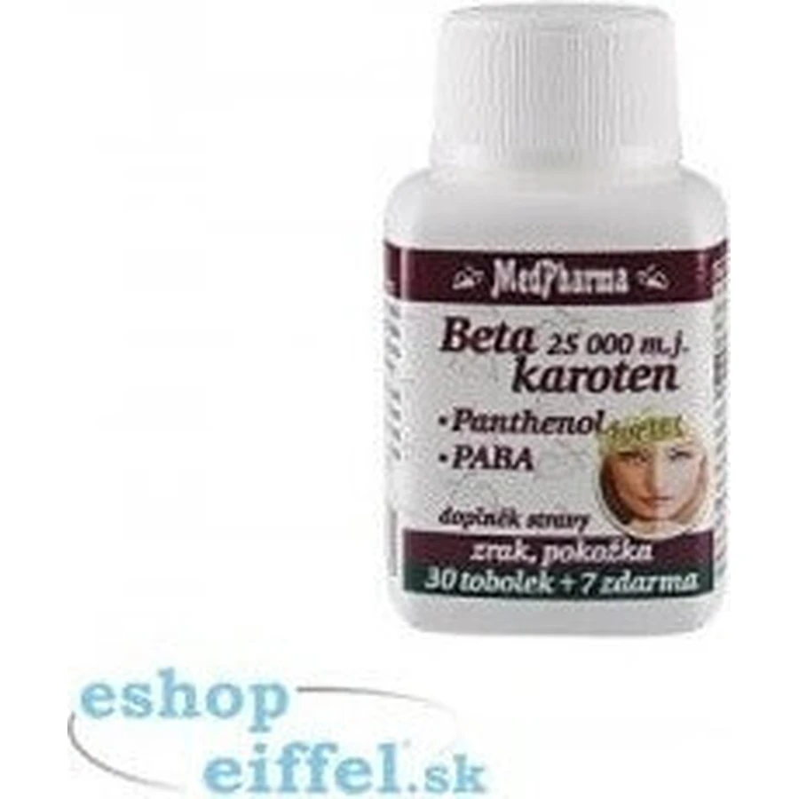 MedPharma БЕТАКАРОТЕН 25.000 м.д.+Пантенол+ПАБА 1×37 капс, пищевая добавка: цены и характеристики