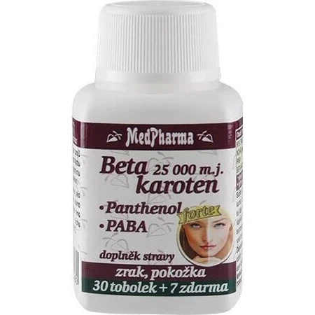 MedPharma БЕТАКАРОТЕН 25.000 м.д.+Пантенол+ПАБА 1×37 капс, пищевая добавка: цены и характеристики