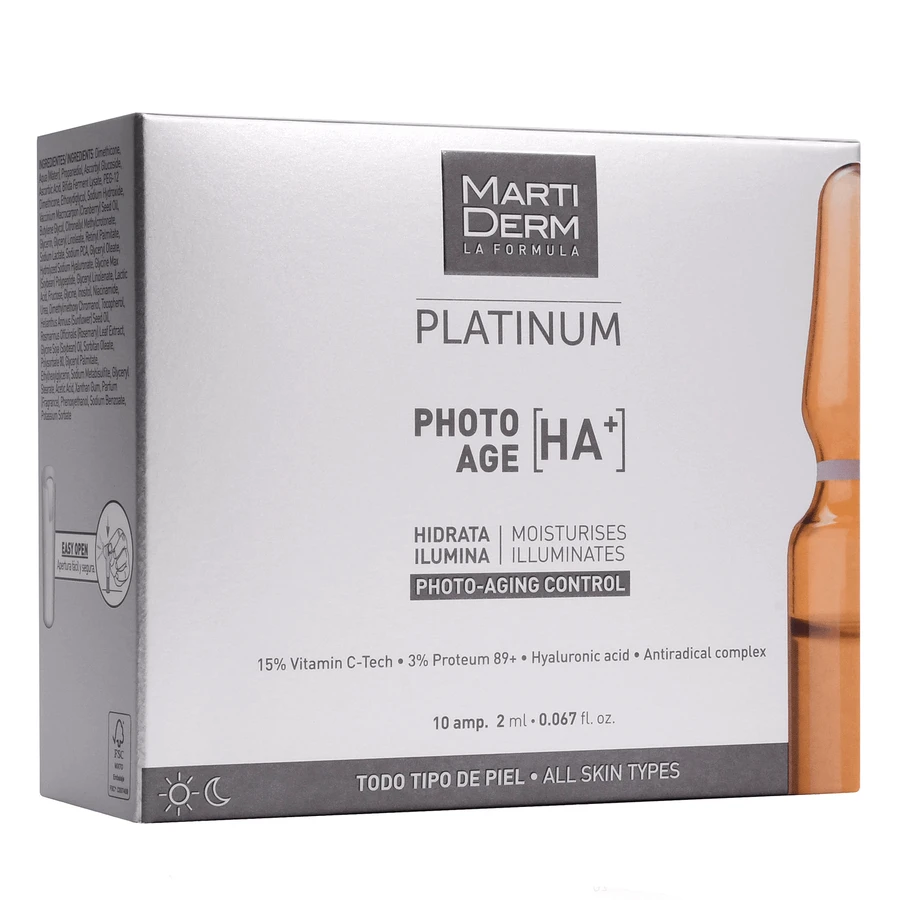 MartiDerm Platinum Photo Age [HA+], увлажняющая и осветляющая сыворотка, 2 мл x 10 ампул ДЕФЕКТИРОВАННАЯ УПАКОВКА: цены и характеристики