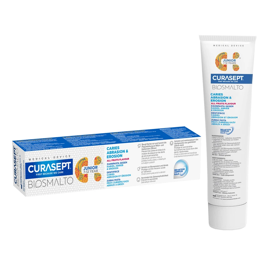 Curasept Biosmalto Junior, зубная паста для детей, со вкусом tutti frutti, 7-12 лет, 75 мл: цены и характеристики