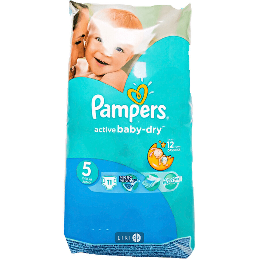 Подгузники Pampers Active Baby-Dry Junior 5 11-18 кг 11 шт: цены и характеристики
