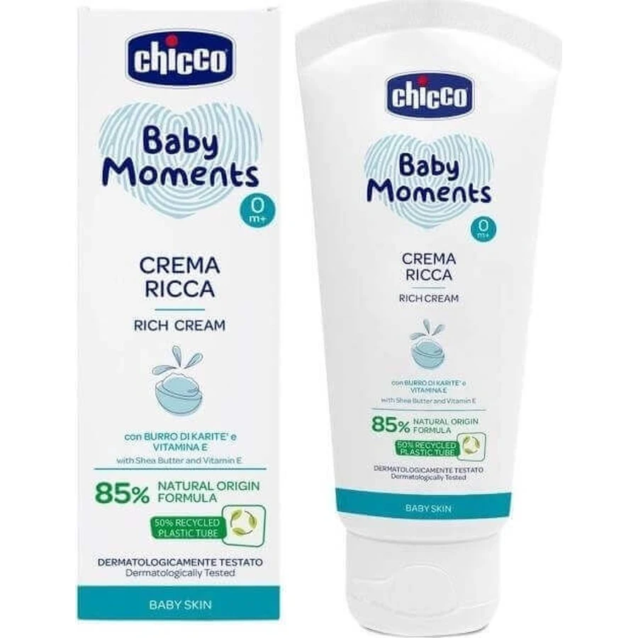 CHICCO Дитячі моменти Живильний крем 85% натуральних інгредієнтів 100 мл, 0м+ 1×100 мл: ціни та характеристики