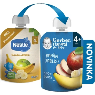 Gerber Natural пакетик банан-яблоко 4м+ 90 г