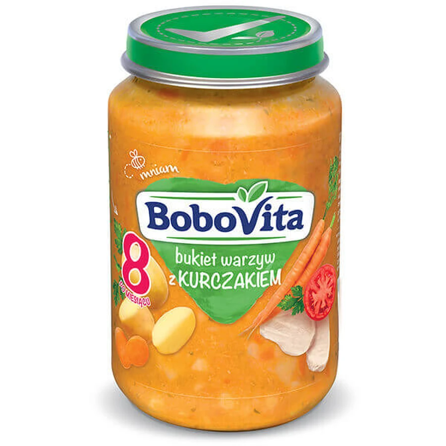 BoboVita Обід, овочевий букет з куркою, після 8 місяців, 190 г: ціни та характеристики