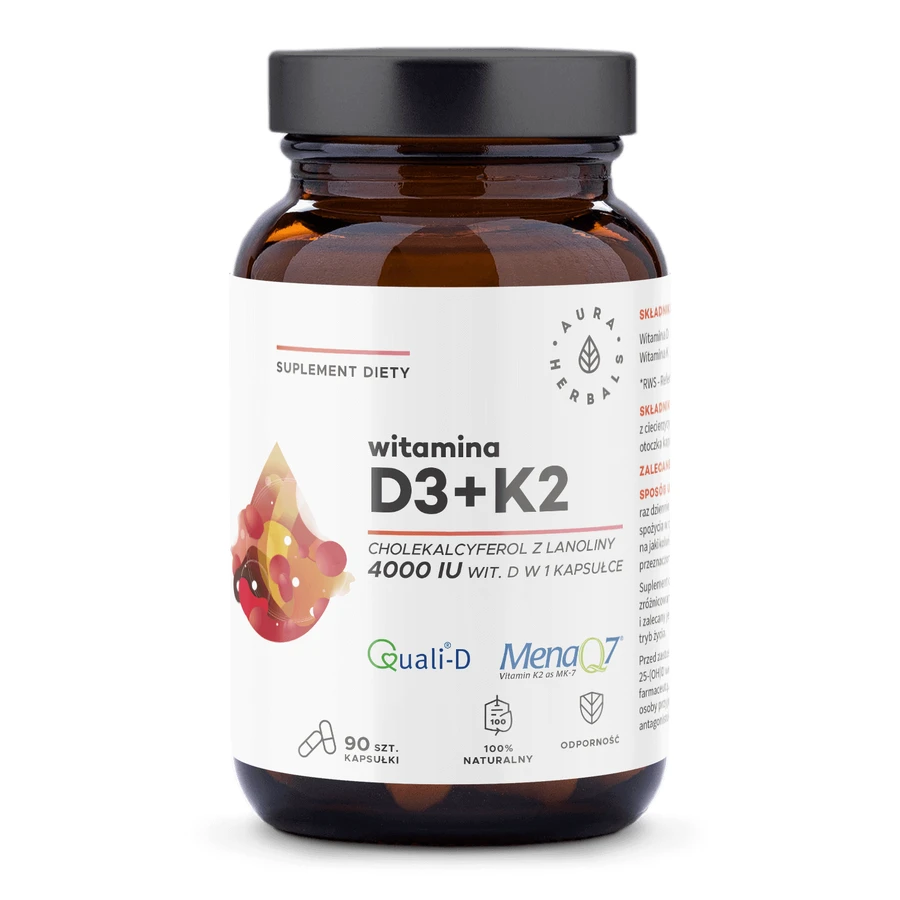 Витамин D3 4000 МЕ+К2 Aura Herbals Vitamina D3 4000 UI+K2, 90 капсул: цены и характеристики