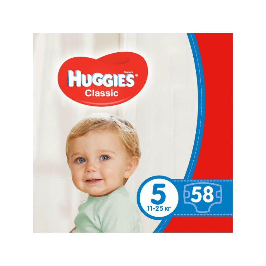 Подгузники Huggies Classic 5 Jumbo (11-25 кг) 58 шт: цены и характеристики