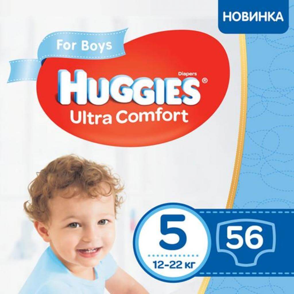 

Підгузки Huggies Ultra Comfort  Mega для хлопчиків 56 шт, розмір 5, boy