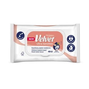 Туалетний папір Velvet Ultra Sensitive, зволожений, 48 шт.