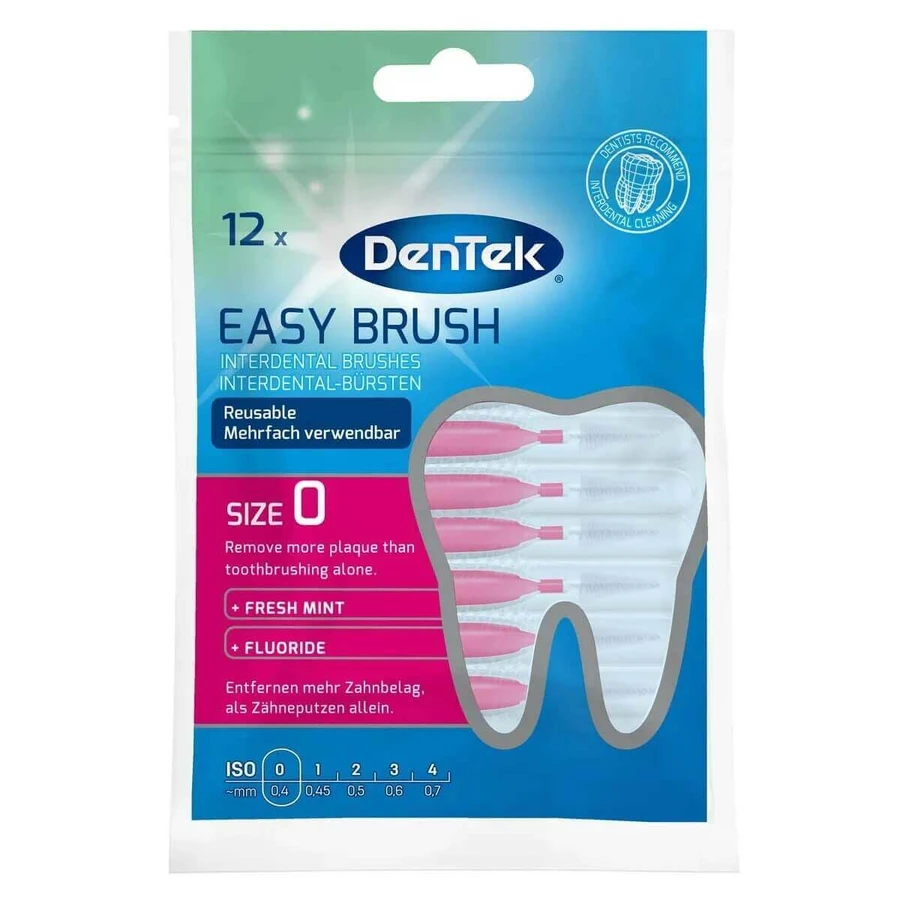 DenTek Easy Brush, міжзубні щітки, розмір 0, 0,4 мм, 12 штук: ціни та характеристики