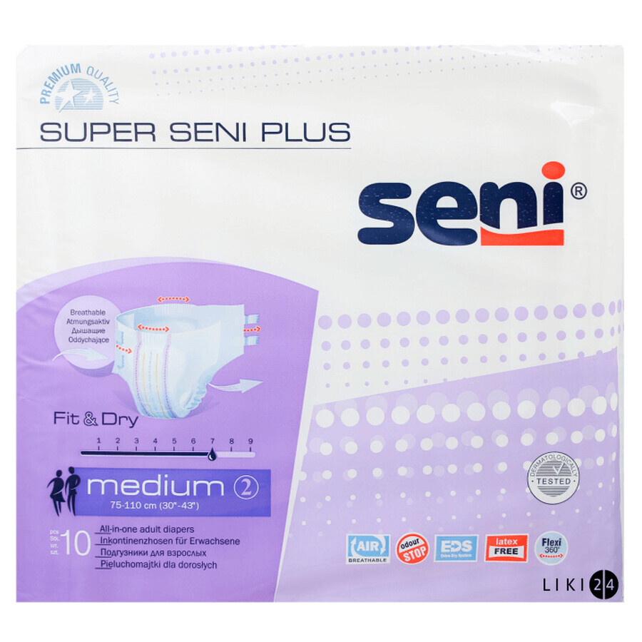 Подгузники для взрослых Seni Super Plus Medium 10 шт: цены и характеристики