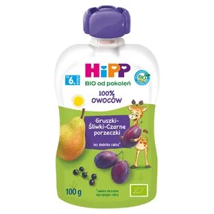 Фруктовий мус HiPP Bio, груша, лавка та чорна смородина, після 6 місяців, 100 г