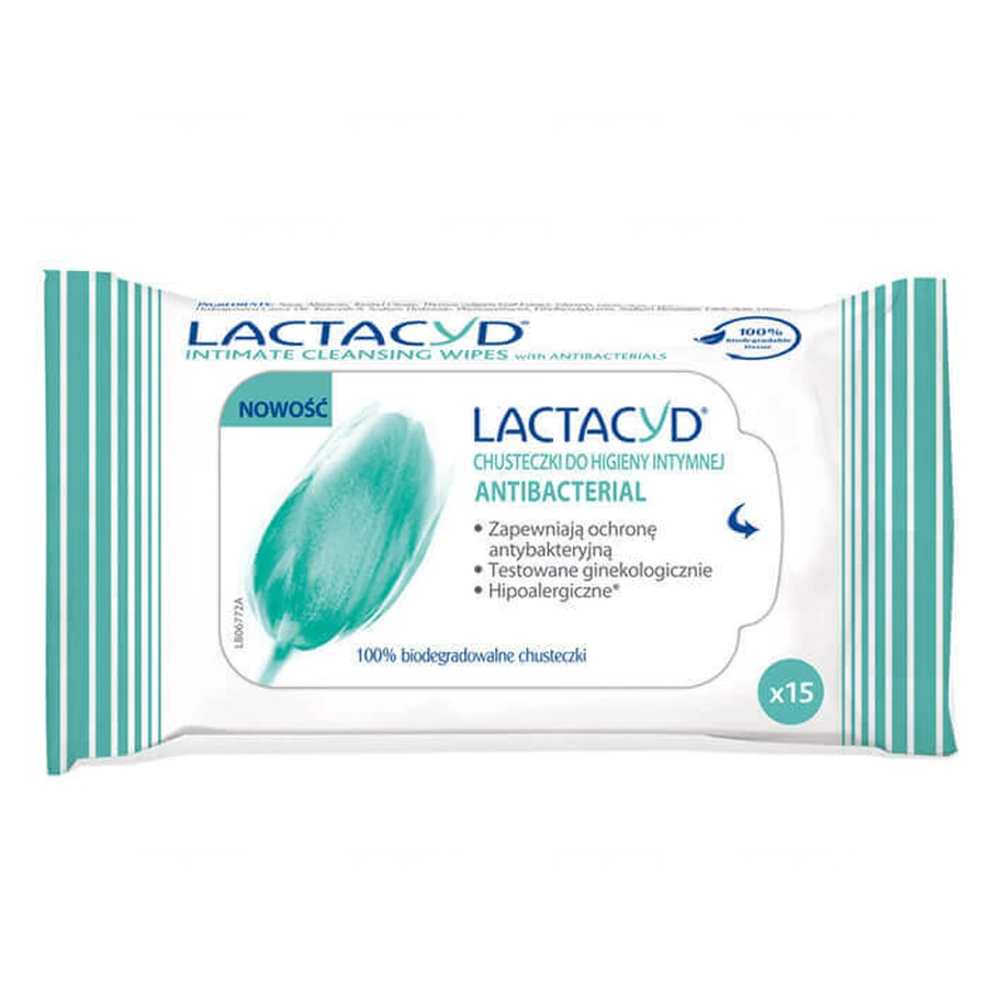 Lactacyd Антибактериальные салфетки для интимной гигиены 15 шт.: цены и характеристики