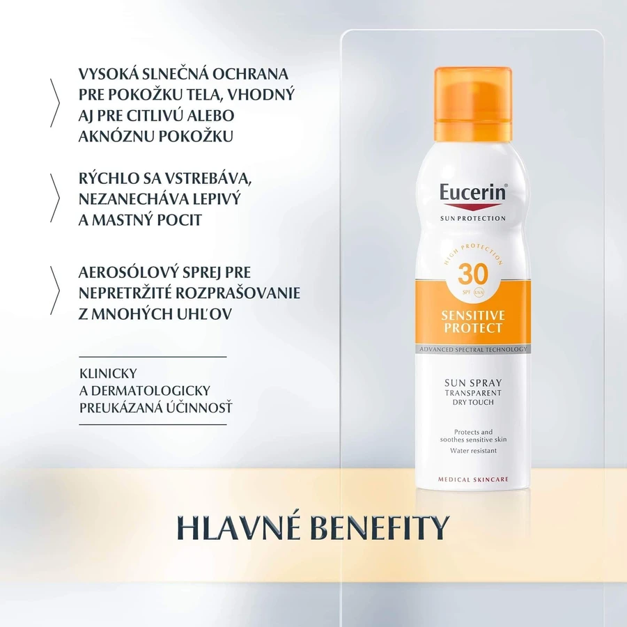 Eucerin SUN Прозрачный спрей солнцезащитный DRY TOUCH SPF 30, 200 мл: цены и характеристики